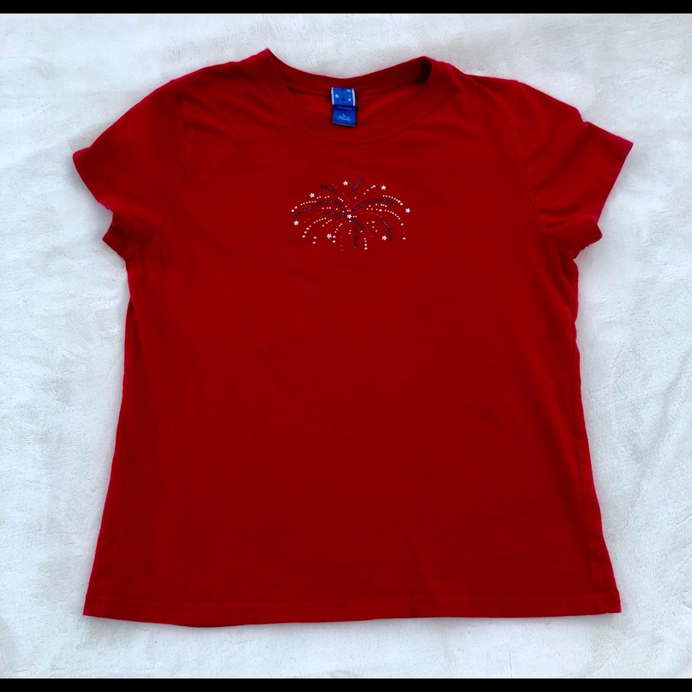 Fourth of July Shirt Kids Patriotic Top Fireworks Sz. Large
